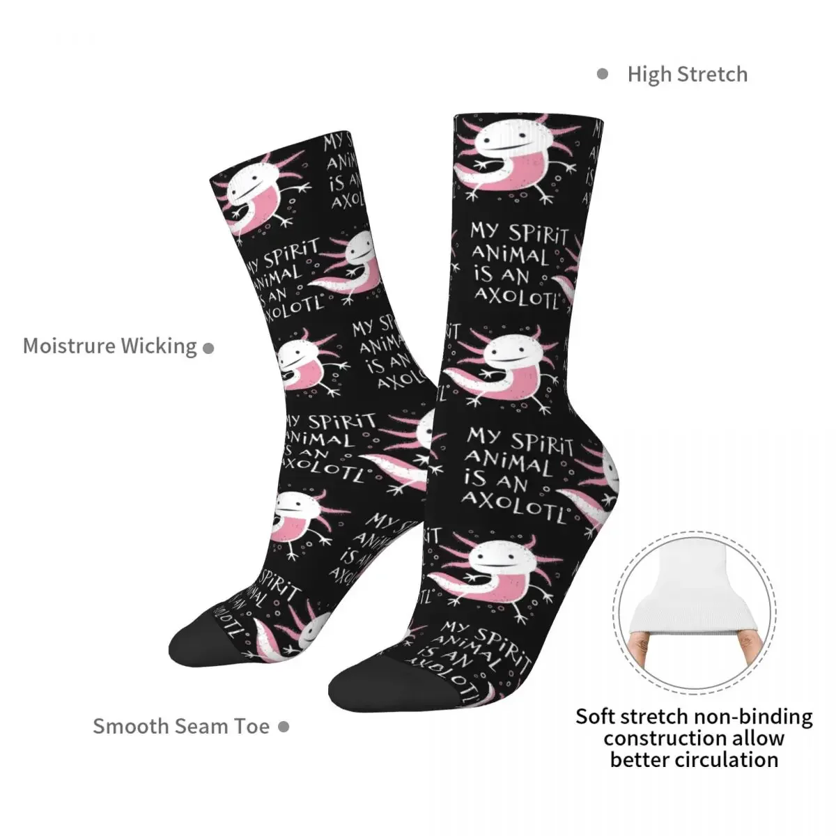 Cute Amphibian - My Spirit Animal Is An Axolotl Socks High Quality Stockings All Season Long Socks Man Woman Birthday Present