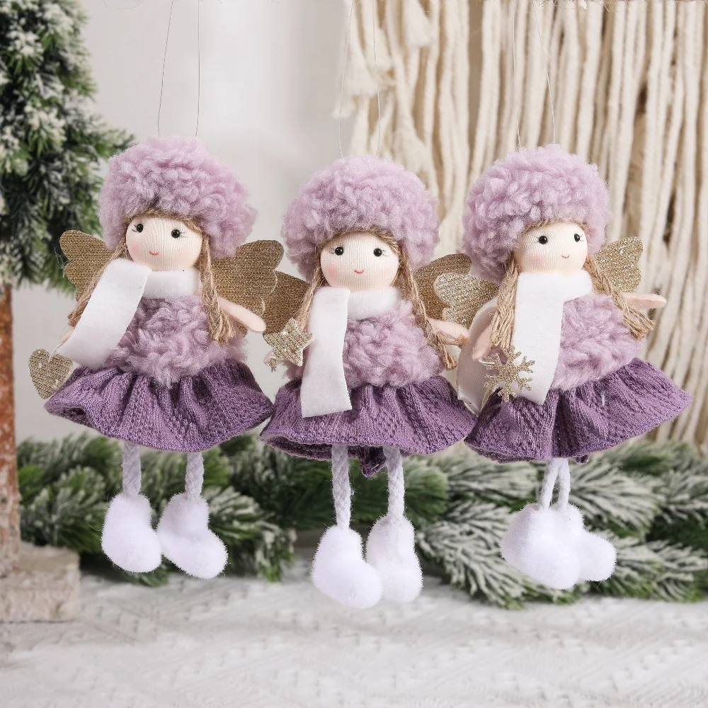 Christmas 1PC Purple Green Angel Doll Pendant Christmas Party Christmas Tree Decorations Children\'s Gift Decorations