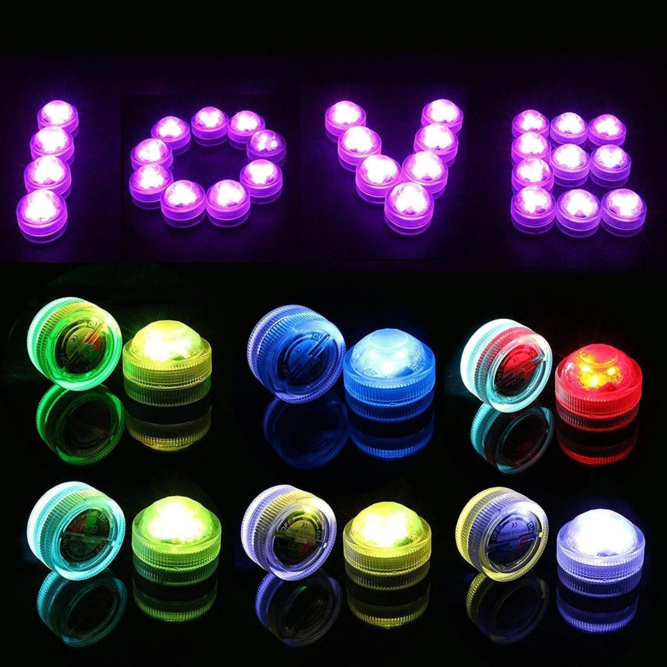 Wedding Tea Light Battery Powered Submersible LED Lights Underwater Atmosphere Night Lamp Remote Christmas Party Vase Decoration