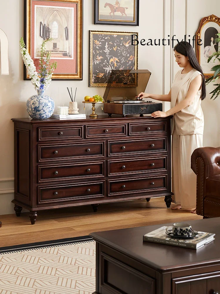 

mobili per il soggiorno Light luxury American retro all-solid wood nine buckets against the wall vertical cabinet bedroom storag