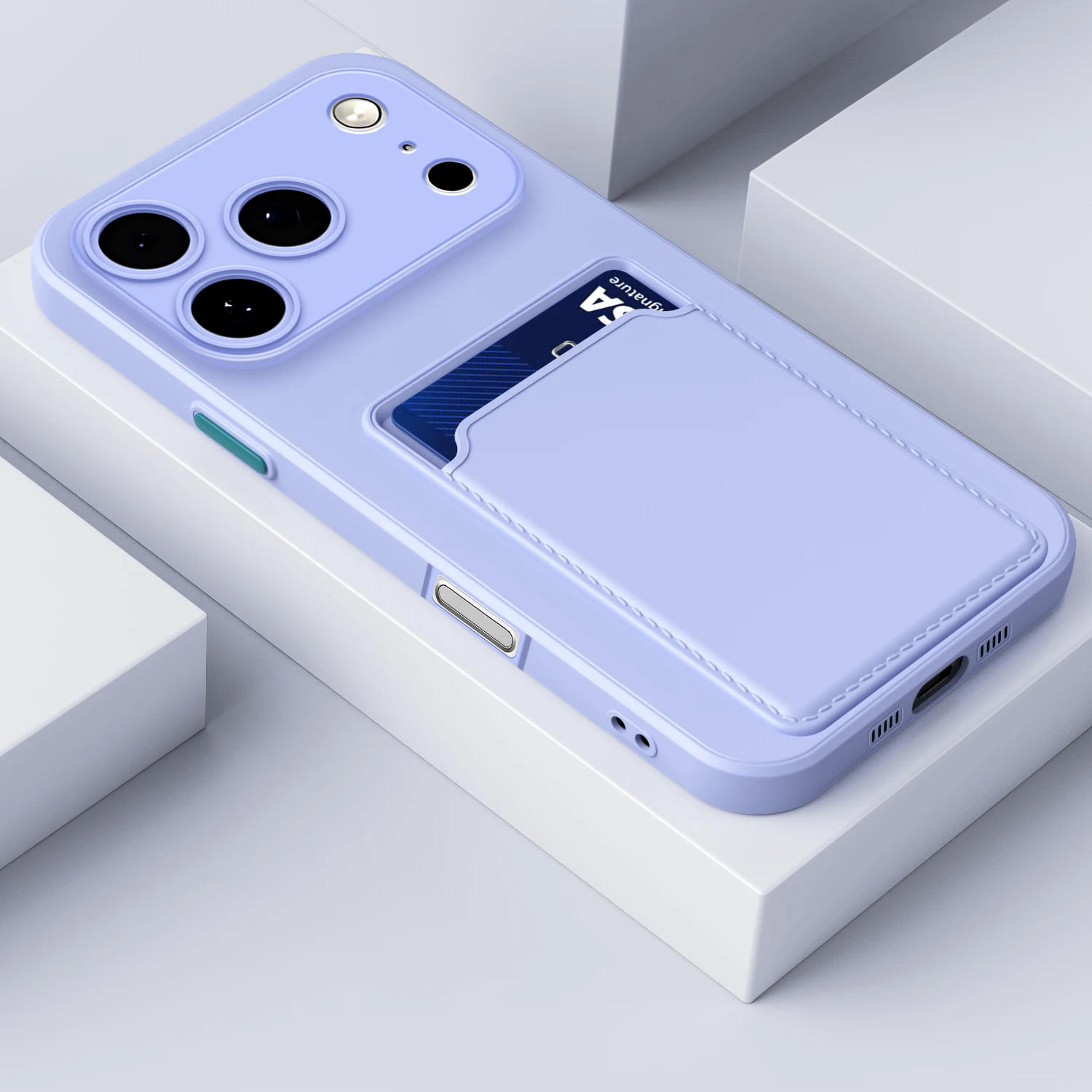 Luxury Soft Card Holder Wallet Phone Case for iPhone 17 16 15 14 Plus 13 12 Pro Max Shockproof Card Slot Silicone Back Cover