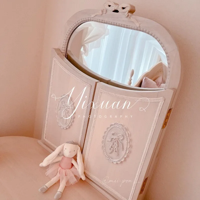 French solid wood pink, pink male bedroom main style vanity table, American carved vanity with mirror vanity combo furniture
