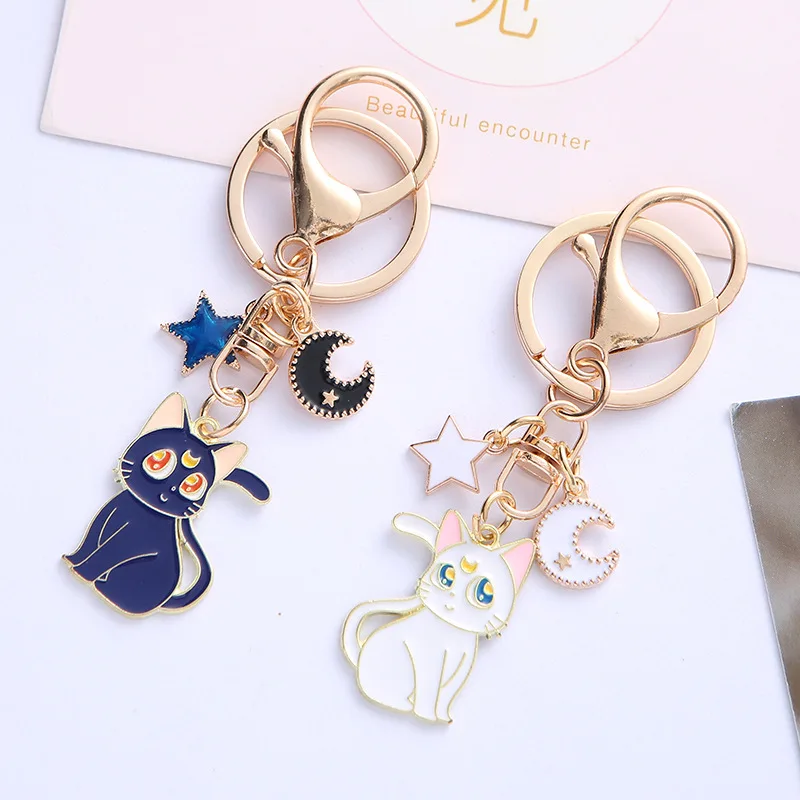 Sailor Keychain Moon Sweet Cat Girl Car Metal Key Chain Creative Cartoon Cute Couple Gift Bag Pendant Women Metal wholesale