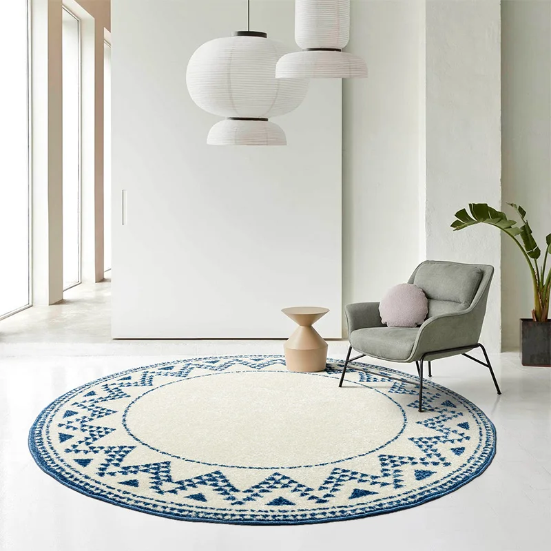 Ethnic Style Living Room Decoration Round Carpet Light Luxury Rugs for Bedroom Home Plush Lounge Rug Washable Non-slip Floor Mat