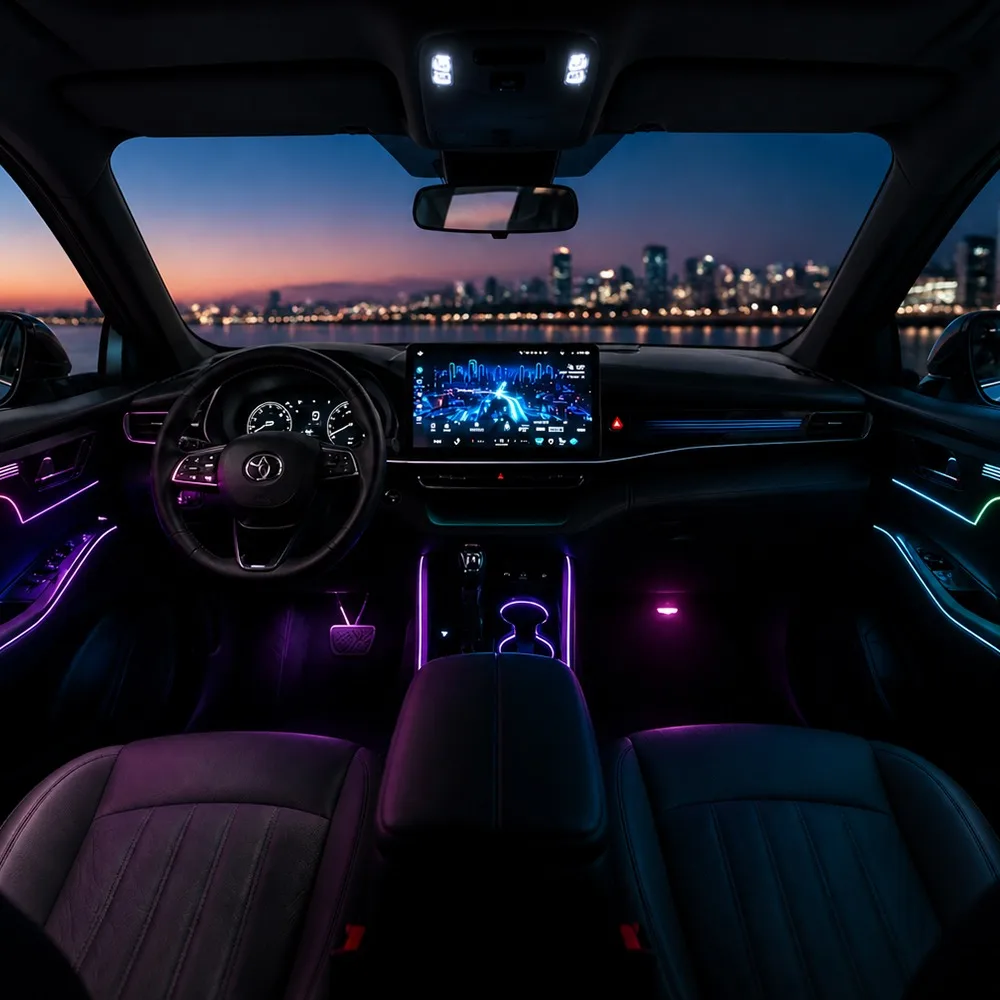 64 Colors RGB Car Interior Ambient Light Kit for Toyota Highlander 2026 22 Lights Starry & Line Edition Dynamic Atmosphere Lamp