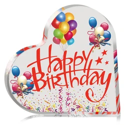 1pc Happy Birthday Sign,Acrylic Love Heart Plaque Desktop Decoration Ornament For Holiday Decorations,Birthday Gifts For Friends
