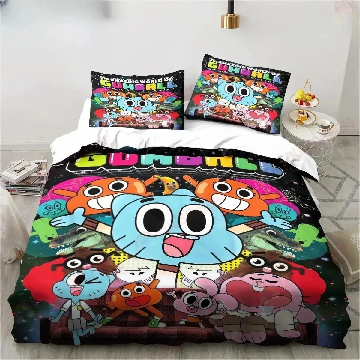 Cartoon Duvet Cover Pillowcase The Amazing World of Gumball Bedding Set Adult Boy Girl Bedroom Decoration Single Double Size