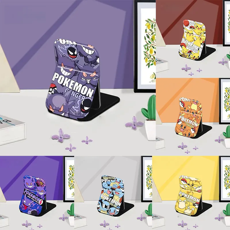 

Pikachu PU Desktop Makeup Mirror Portable Handheld Gengar Makeup Mirror Foldable Students Compact Cute Squirtle Pocket Mirror