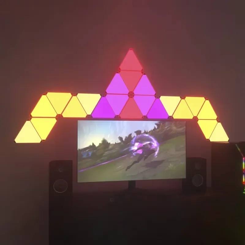 Banqcn Triangle LED Gaming Setup RGB Wall Lights For Bedroom Smart Home Light Panels Works With Alexa Google Assistant - view 4
