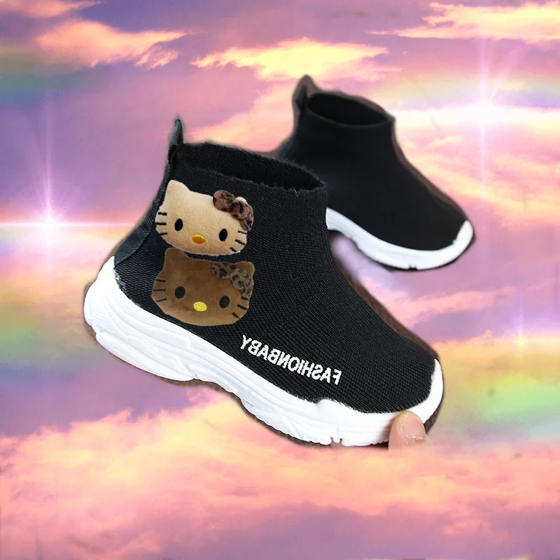 

Sanrio children sports shoes hello kitty spring autumn new casual shoes boy flying woven toddler shoes version girls socks boots