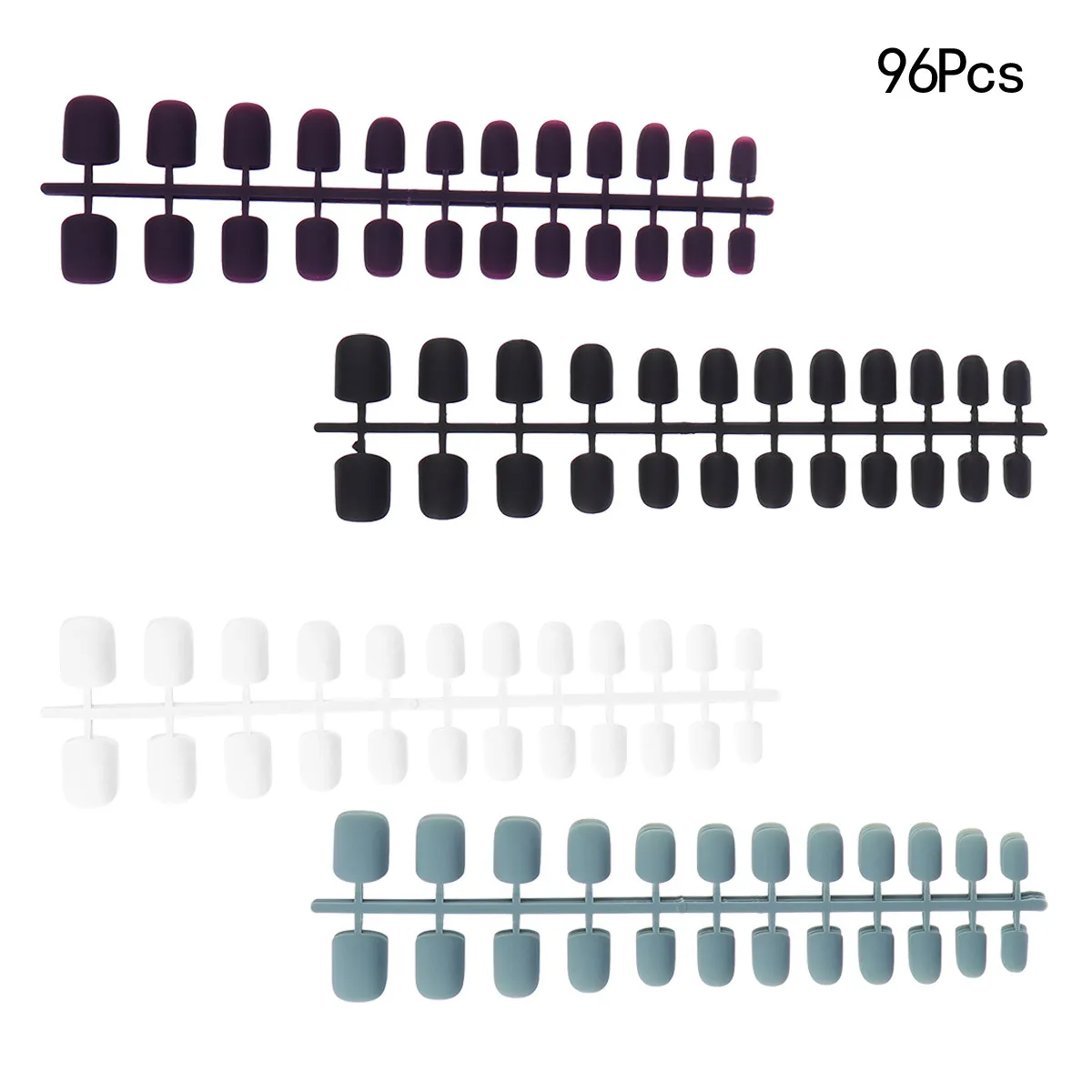 96Pcs Nail Full Cover Frosted Matte Artificial False Fingernail Square Shape Short Length Mist Face Nail Tips for Halloween