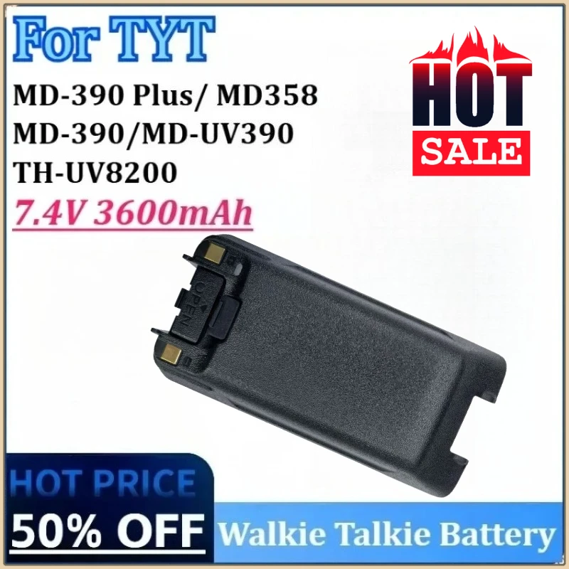 

New MD-390 Plus 7.4V 3600mAh Walkie Talkie Li-ion Battery for TYT MD-680 Type-C Charger for MD-358 TH-UV8200 Ham Two Way Radio