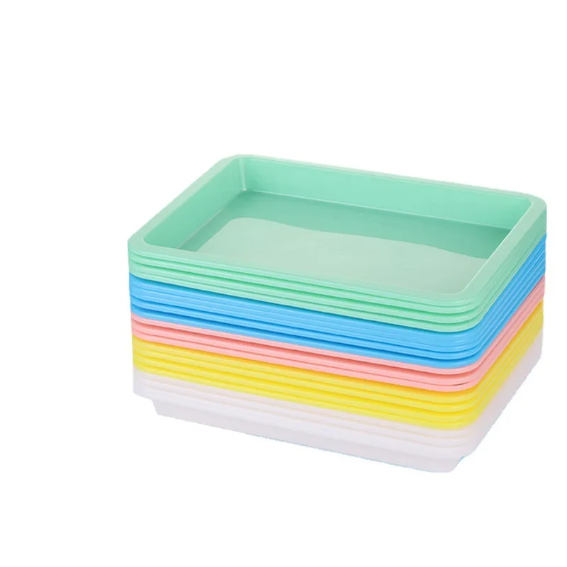 10pcs Rainbow Sensory Activity Tray Plastic Storage Organizer for Creative Play Sand Crafts and Painting Essentials Storage Bins