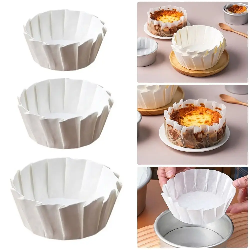 

50Pcs Kitchen Baking Baking Papers Cake Wrap Foldless Disposable Cupcake Liner 4/6/8inch Oilproof Basques Cake Paper