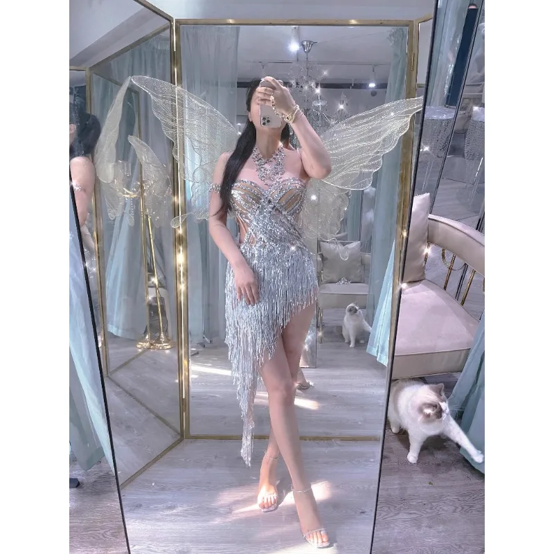 

Необычная юбка с кисточками по индивидуальному заказу, блестки, стразы, без бретелек, корсет из рыбьей кости, комплект, юбка, косплей, крылья живота, костюм бабочки