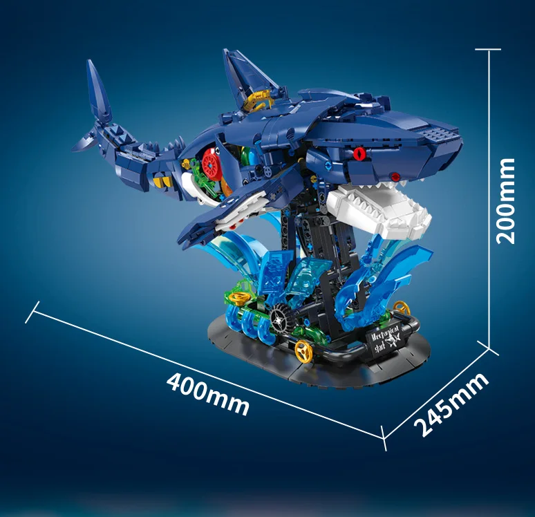 Idea Animals Baustein-Mechanischer Hai, Lernspielzeug, Kampfroboter, Mecha, STEM-Konstruktionsbausteine, Sammlung als Geschenk – Detail 3