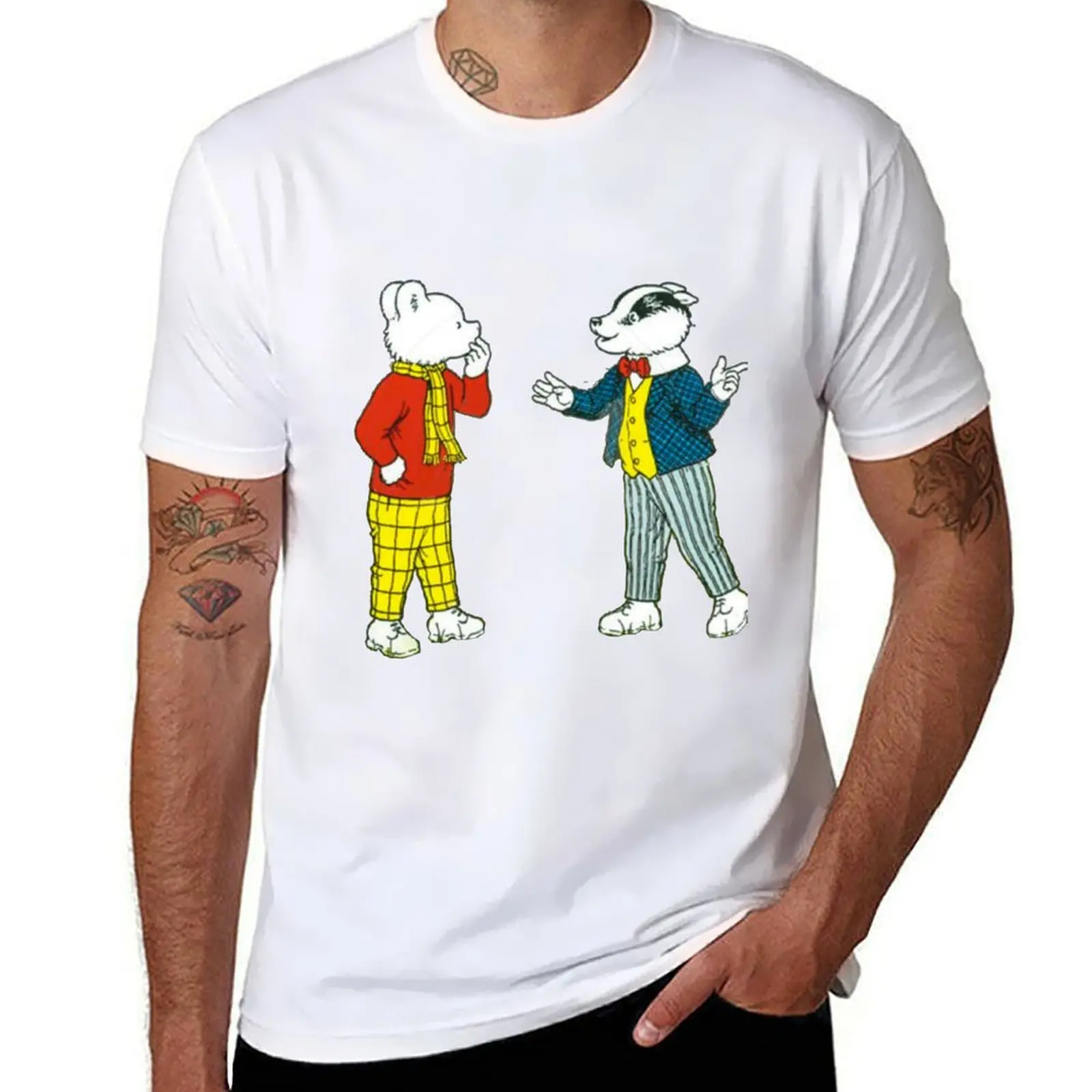 

Rupert bear and bill badger T-Shirt man t shirts for men anime t shirts for man T-Shirt