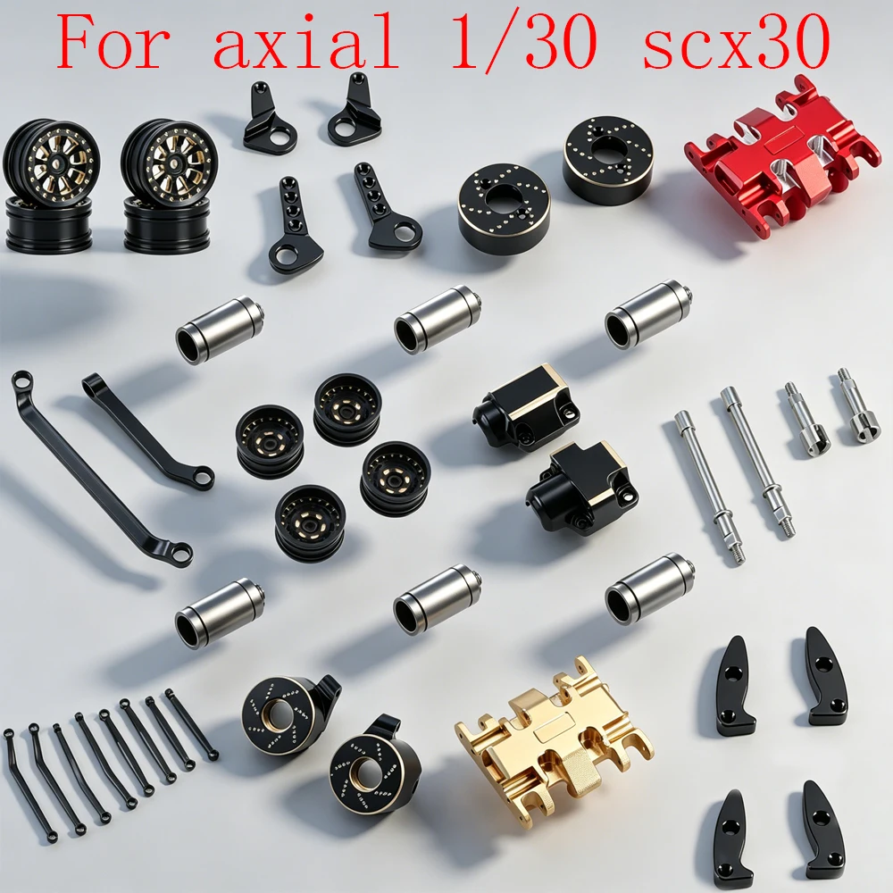 Brass Upgrade Set Steering Knuckles Diff Covers Rear Hub Weights For Axial SCX30 1/30 RC Crawler Car Replacement Upgrade Parts
