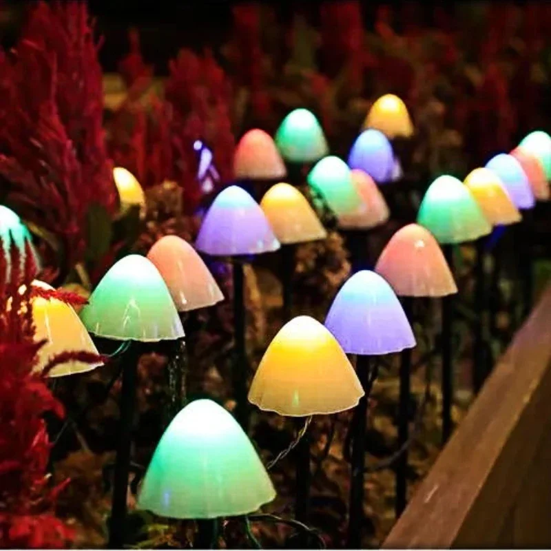 

50LED Solar String Light Outdoor Mushroom 8 Modes Garden Waterproof Fairy for Party/Lawn/Path/Wedding Decor