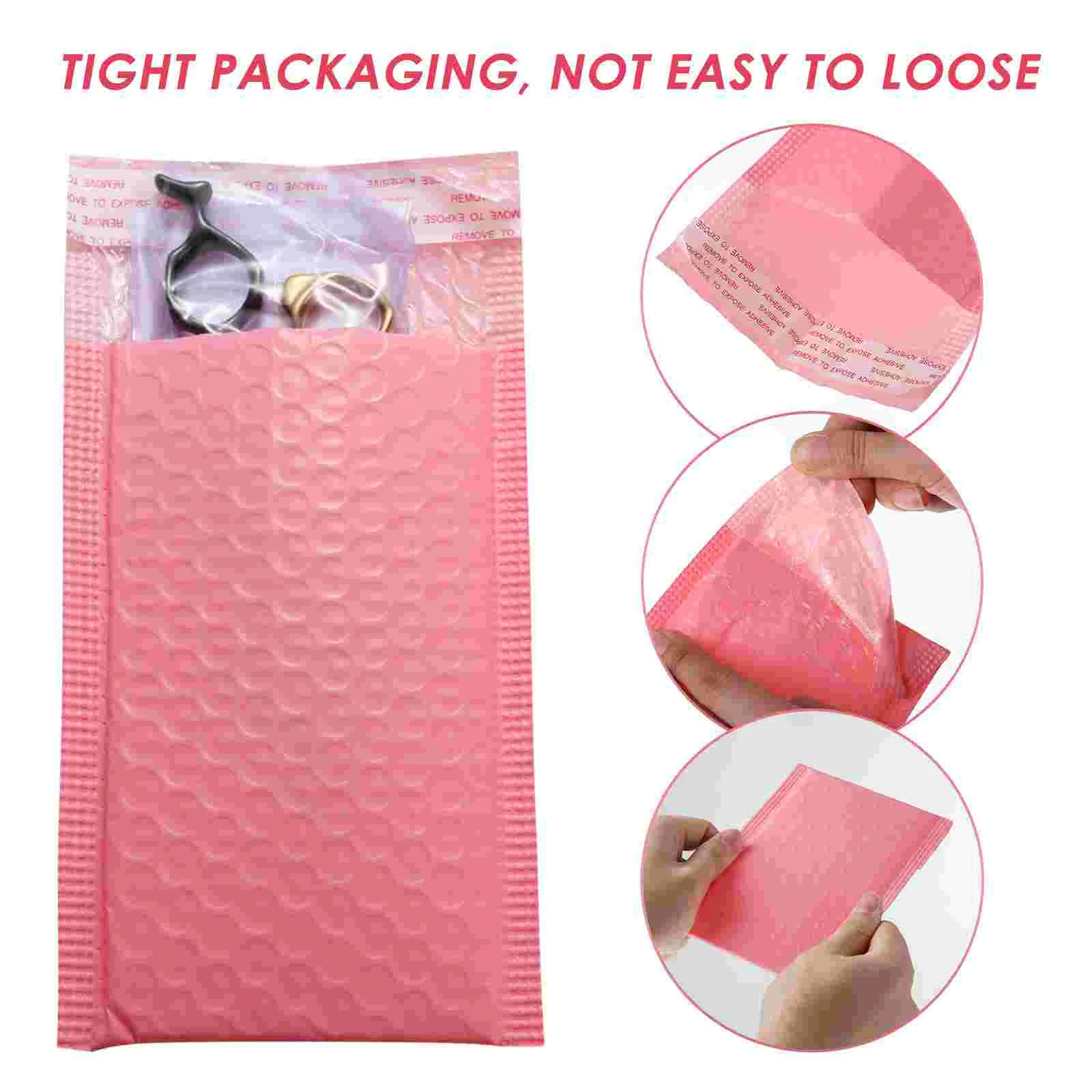 NUOBESTY 50pcs Shockproof Padded Bubble Envelopes Bubble Mailers Waterproof Bubble Packing Envelope (Pink, 15x11cm)