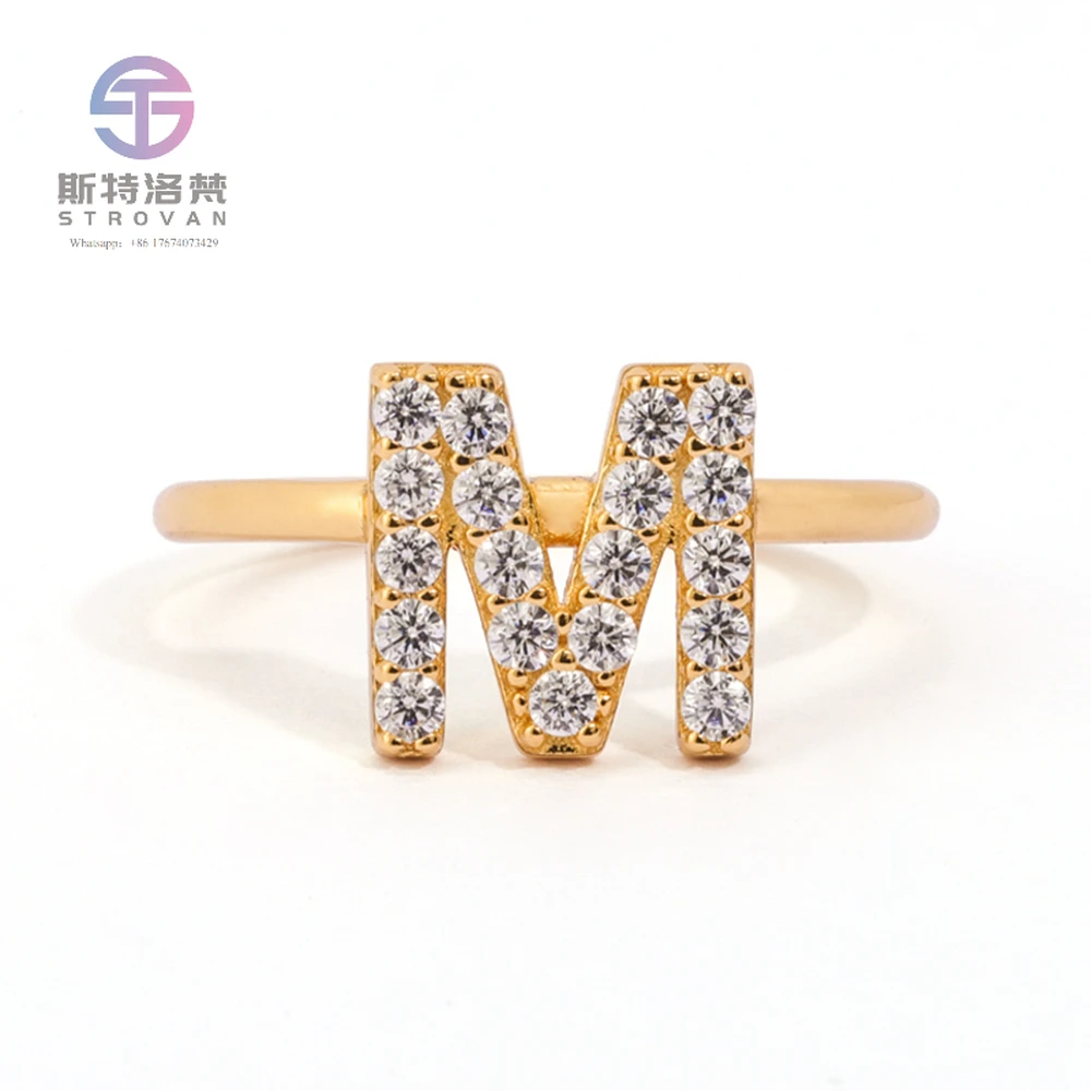 

Dedicated Memory Points Convey Exclusive Blessings Fine Jewelry 925 Silver Initial Letter M Ring OEM ODM Supplier