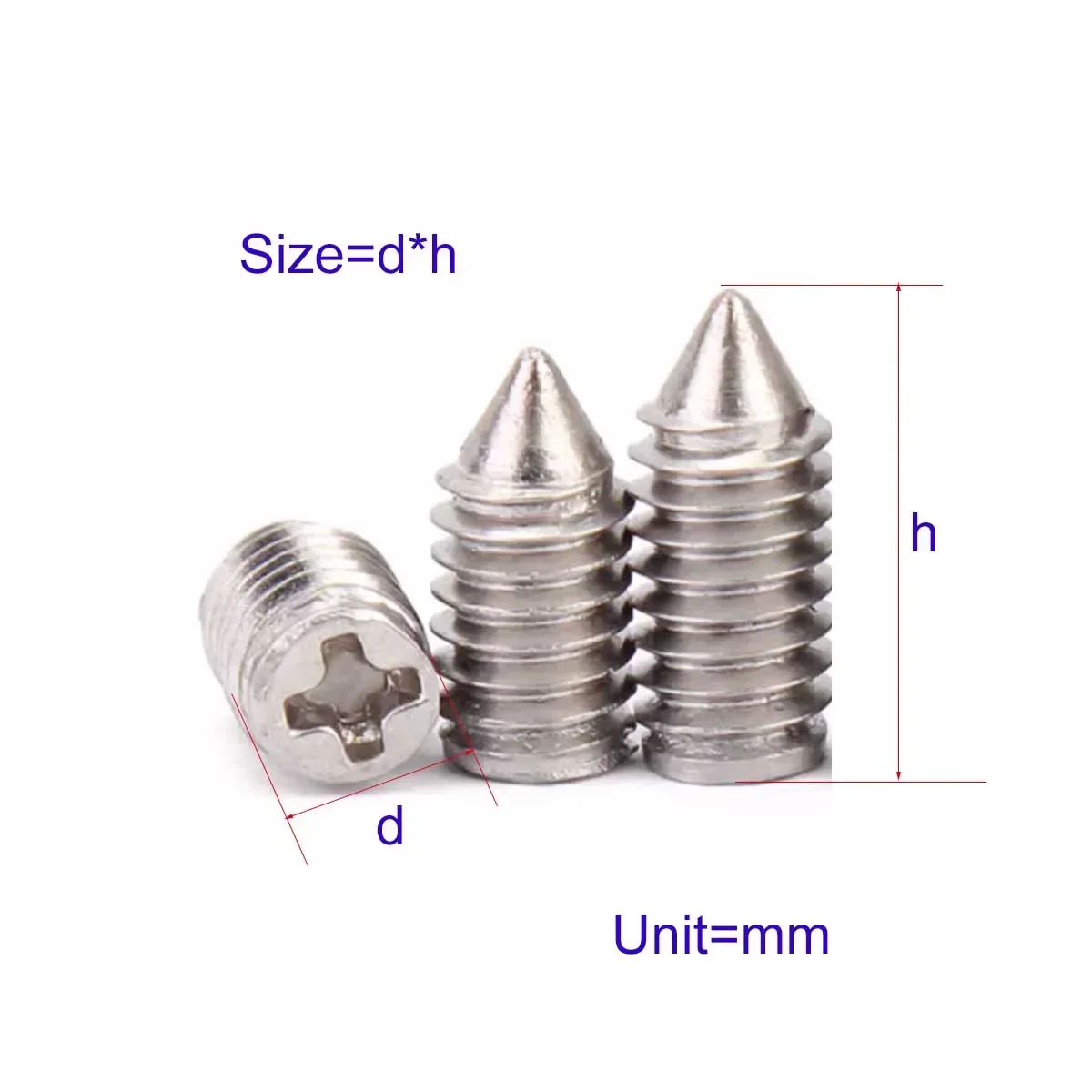 

304 Stainless Steel Cross Pointed Set Screw M2M2.5M3M4