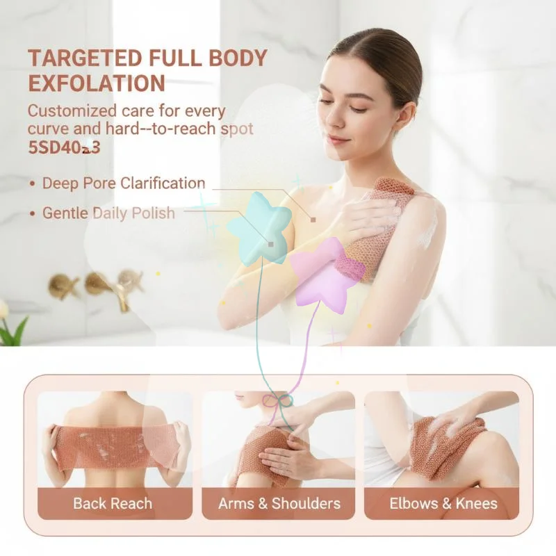 Long African Exfoliating Bath Cloth Double Sided Mesh Body Scrub Towel Quick Dry Skin Washcloth For Bathroom Shower Use