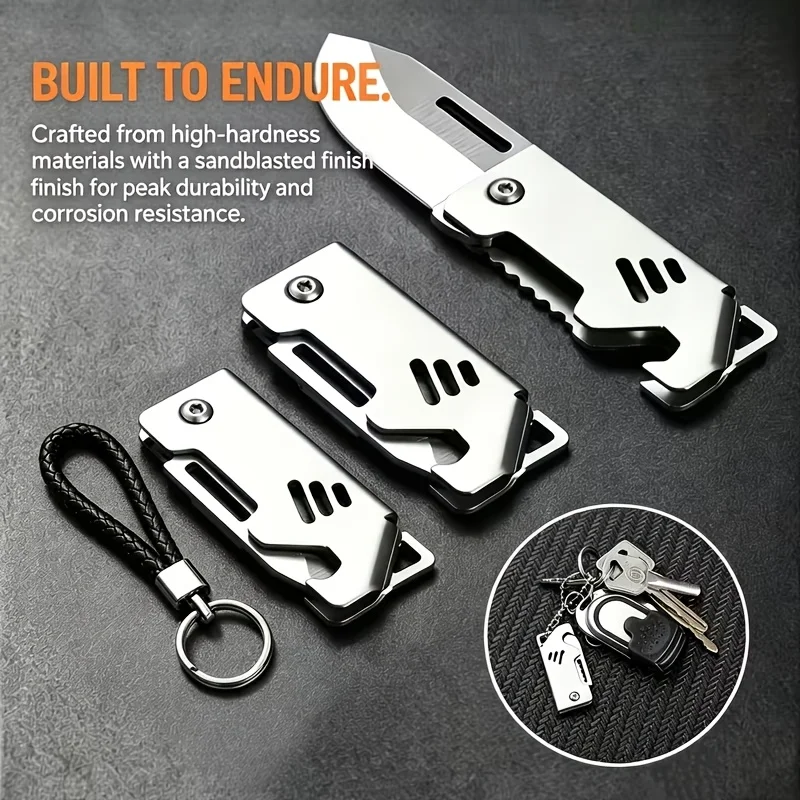 Portable Folding Pocket Knife with Bottle Opener, Mini EDC Multi Tool for Outdoor Hiking Camping Box Cutting Home, Gift
