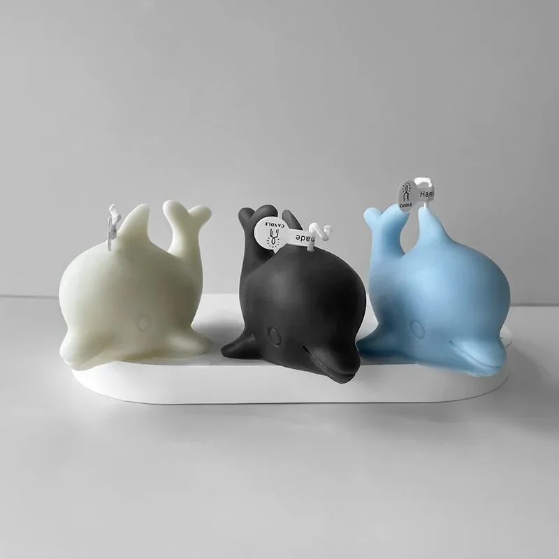 3d Dolphin Shaped Silicone Candle Mold Cute Dolphin Mould for Candle Making Supplies Gypsum Soap Handmade Scented Decor Tools