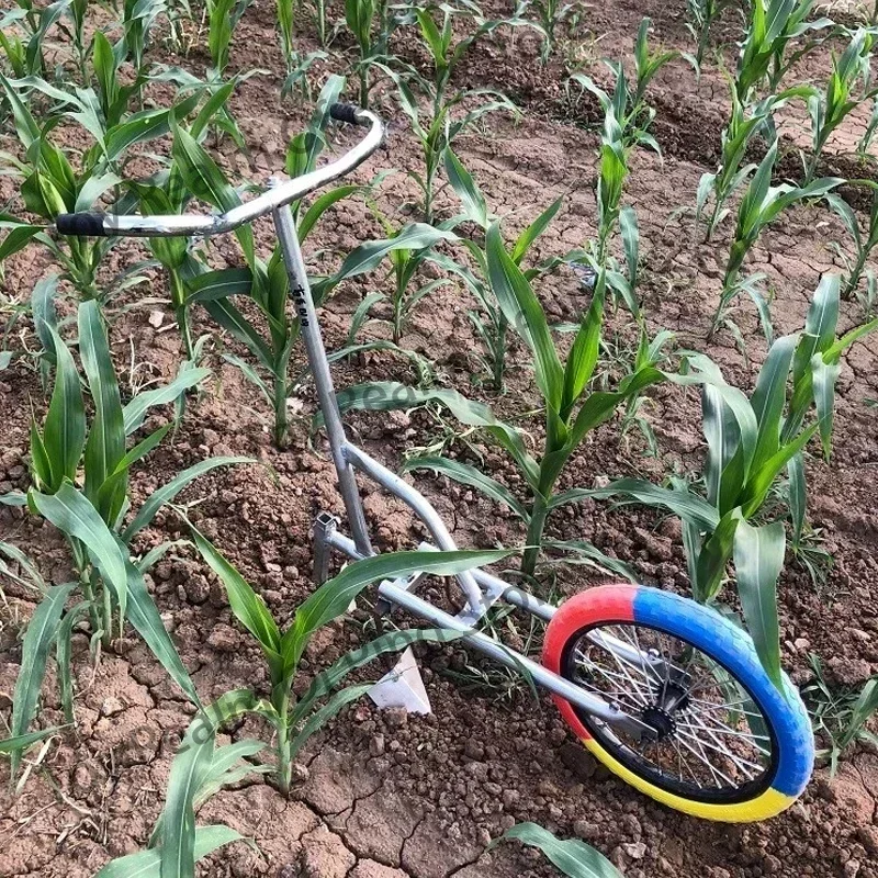 Cultivador pequeño, máquina de azada multifuncional, abridor de zanjas de empuje manual, aflojamiento de suelo y deshierbe, carro de zanja