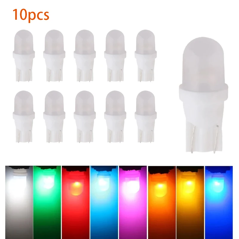 

10PCS AC DC 6V 6.3V Led Bulb Pinball Machine Car Light Frosted Lens T10 W5W 555 Light T10 2835 3SMD 8000k Car Accessories