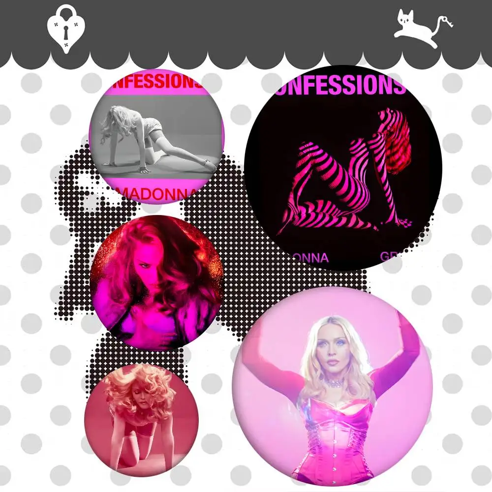 1pc M-Madonna Confessions II 2 Cartoon Style Badge Brooches On Backpack Decoration Round Enamel Pins For Accessorys