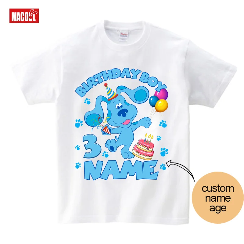 Kids Birthday Shirts Family Matching Outfits Blue Dog Birthday Boy Shirt Party TShirts Personalized Name Custom Boys 3rd TV Show