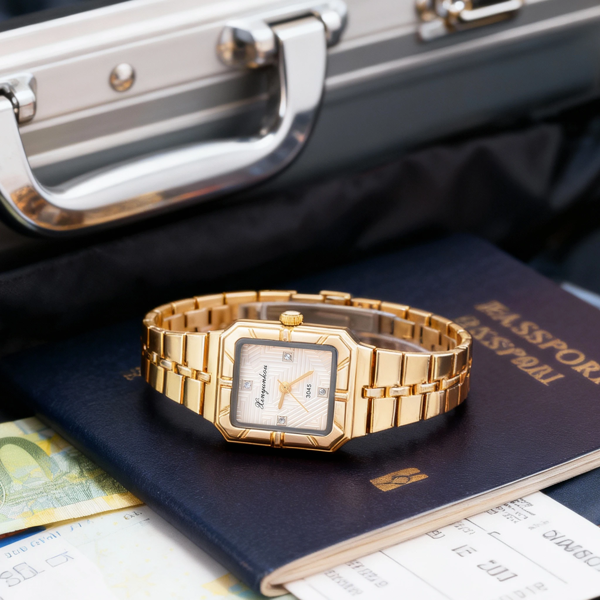 ファッショナブルで軽い高級感のある多用途合金ラインストーンクォーツ時計、女性向け、日常着やクリスマスギフトに最適です。