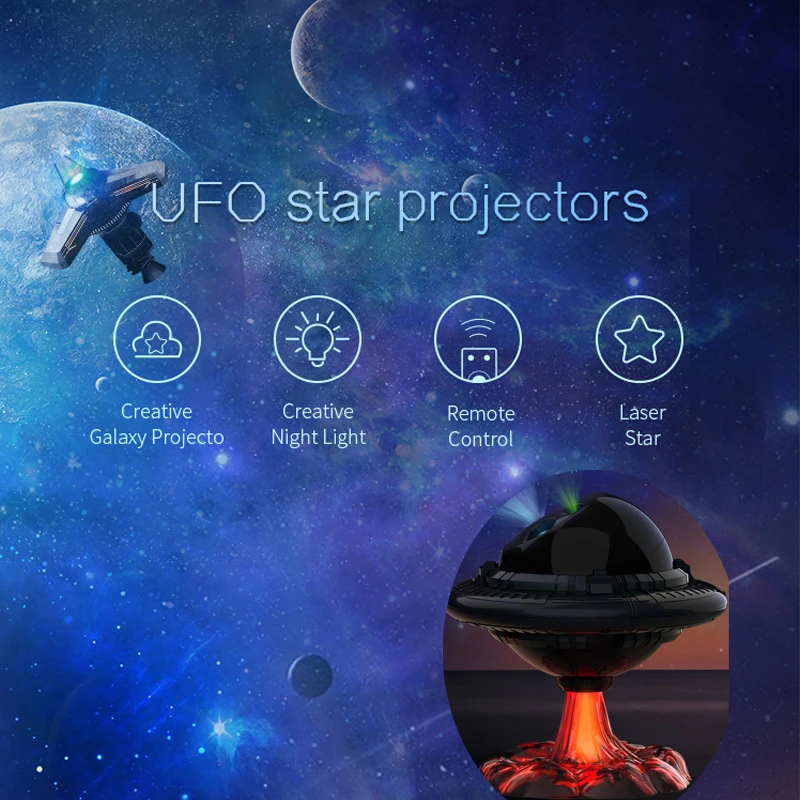 UFO Starry Sky Projection Lamp Laser Starry Sky Table Lamp Gift Atmosphere Nightlight Ornament