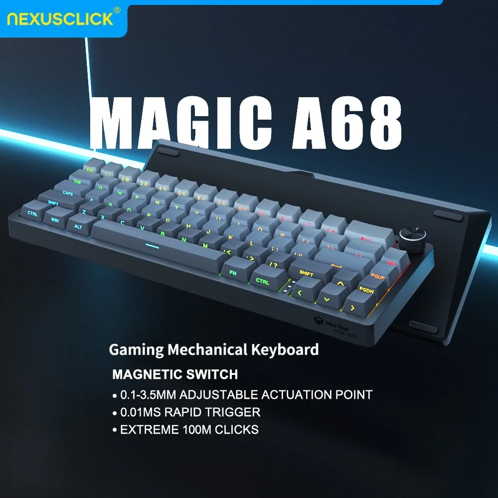 NexusClick 65% Compact Mechanical Gaming Keyboard with Magnetic Switch,Hot Swappable,RGB Backlit,Wired 8K Polling Rate for Gamer