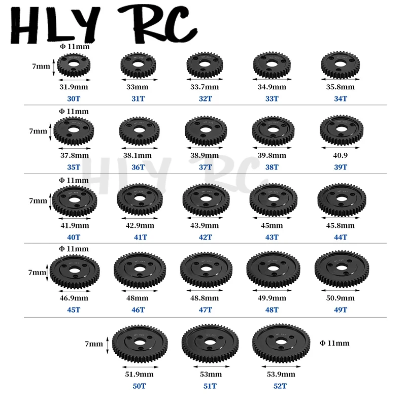 M1 Steel Spur Gear 30T 31T 35T 40T 42T 46T 50T 52T Main Gear for Traxxas ARRMA HPI HOBAO LOSI RC Car Upgrade Parts