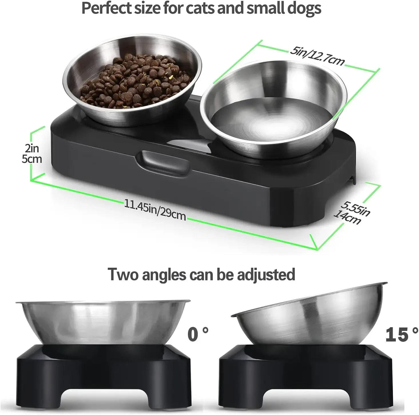 Cat bowl water Stainless steel food set with spill-proof base, elevated design, anti-vomiting cat bowl set water bowl for cats