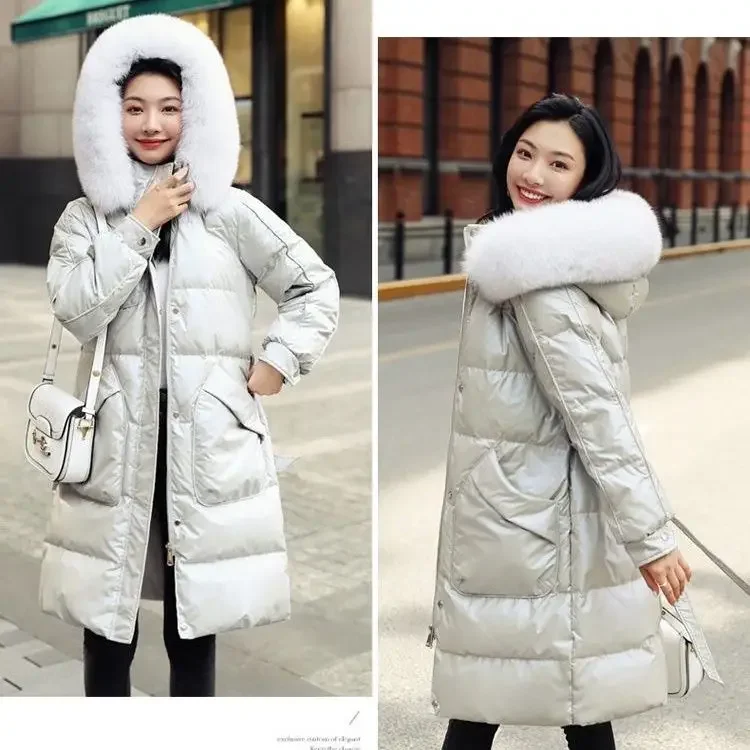 Zimowa moda damska kurtka puchowa wiatroodporna z kapturem wodoodporna kurtka puchowa