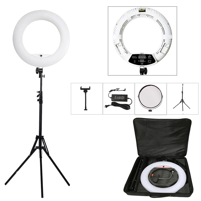 Ring Light professionale da 18 pollici con treppiede 3200K-5500K bicolore Yidoblo FD480 per lampada ad anello Selfie tatuaggio trucco per Studio 45cm