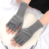 Gants longs noirs tricotés sans doigts pour hommes et femmes, chauds, extensibles, élastiques, à la mode, mitaines d'extérieur, accessoires de cyclisme, hiver 4