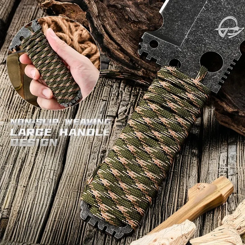 Outdoor high hardness survival knife, wilderness travel camping straight knife, thickened integrated steel survival knife