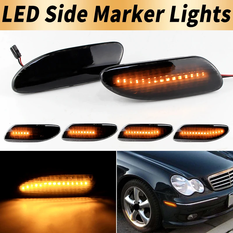 

2PCS LED Side Marker Lights Canbus For Mercedes-Benz C230 2002-2007 C32 AMG 2002-2004 C320 2001-05 C350 06-07 Turn Signal Lamps