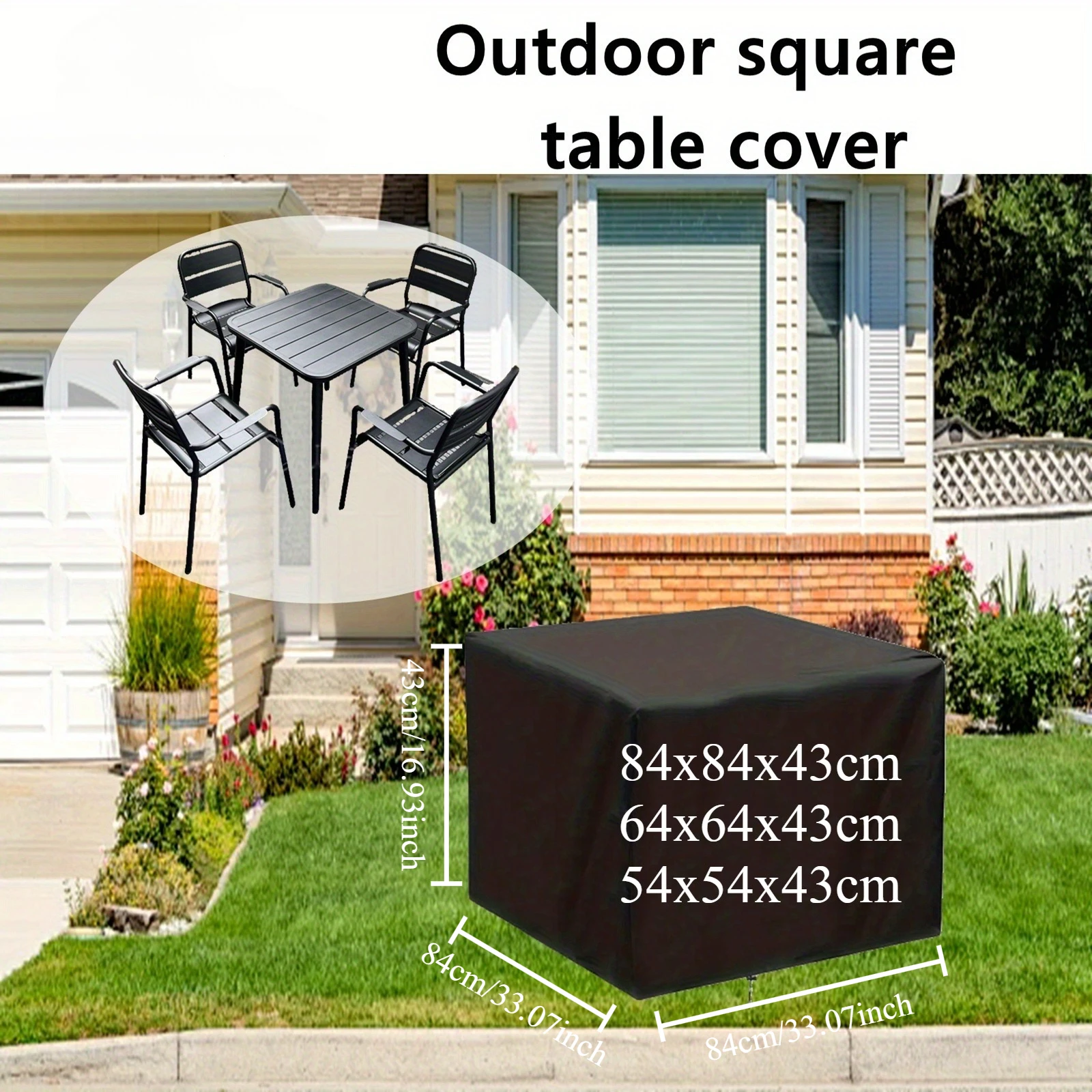 Three Sizes of Square Furniture Covers for Patios, Suitable for Various Square Furniture, Made of Oxford Fabric