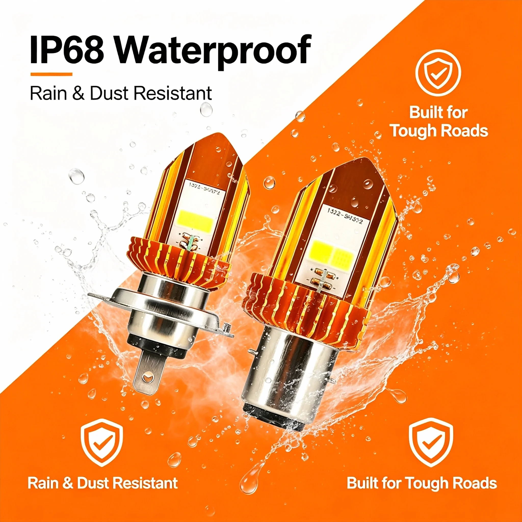 Heyword H4 BA20D LED Motorcycle Headlight Bulb - 10000LM Super Bright, High/Low Beam Fog Light, Error-Free, Yellow and White