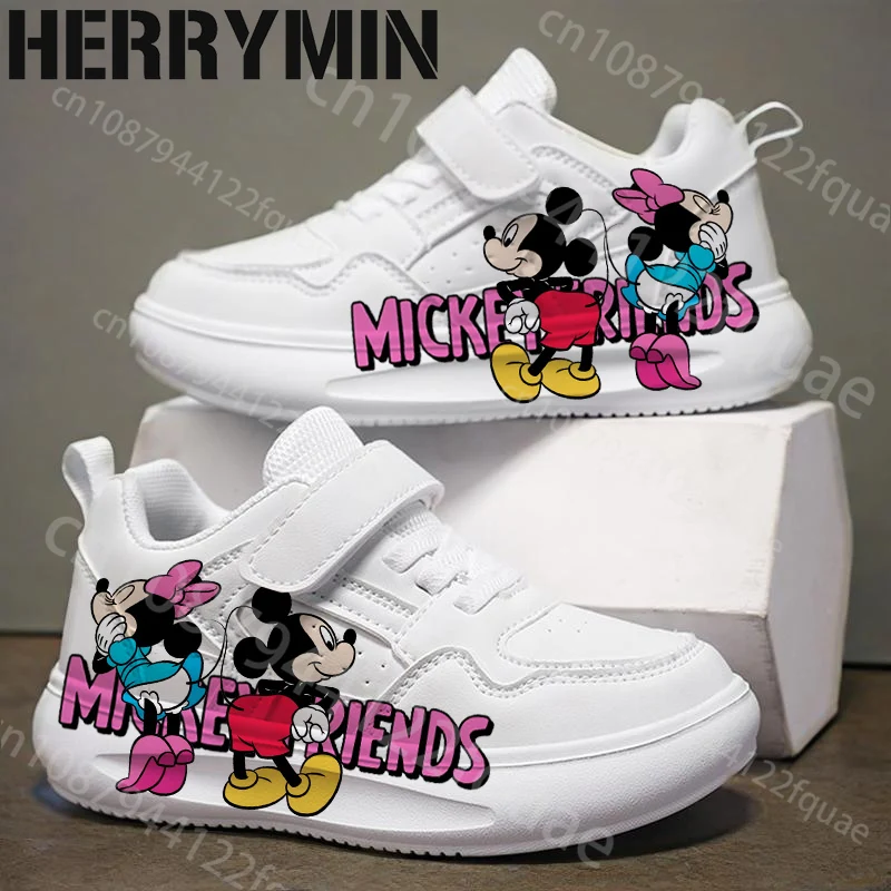 

Hot Selling Christmas Gift Mickey Minnie Printing Children shoes boys girls High Quality thick sole PU leather sneakers 2025