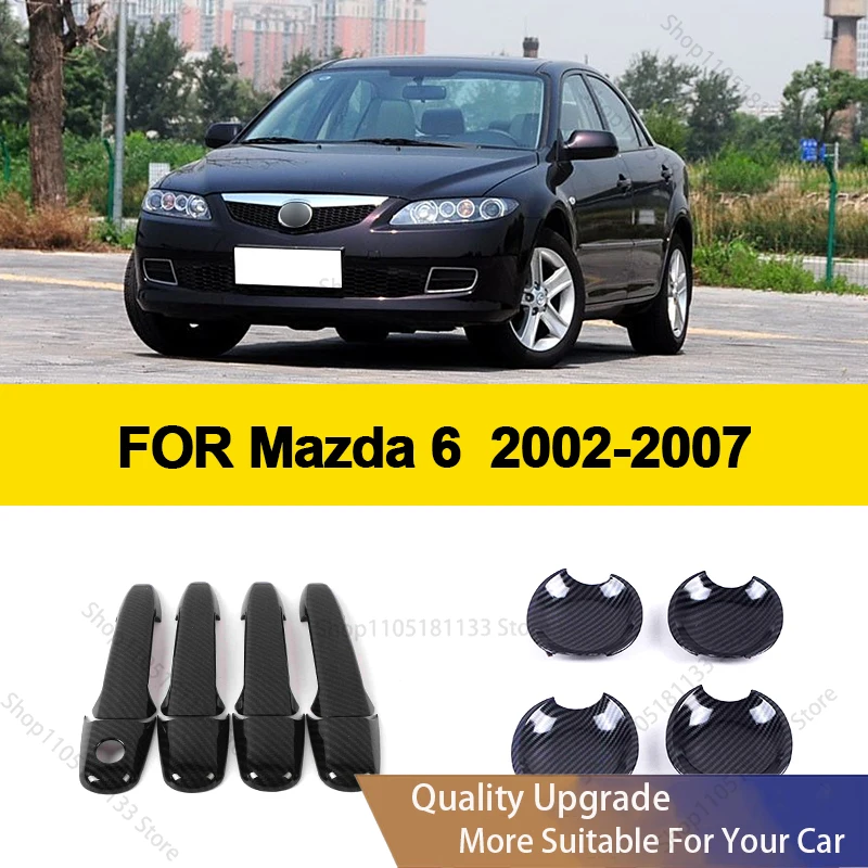 Carbon Fiber Door Handle Cover Trim Sticker for Mazda 6 Mazda6 GG1 Atenza 2002 2003 2004 2005 2006 2007 Car Protects Accessories