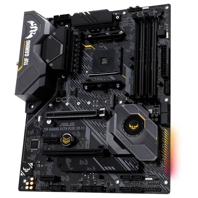 Usado asus am4 tuf gaming X570-Plus (wi-fi) am4 para zen 3 ryzen 5000 & 3rd gen ryzen atx placa-mãe com pcie 4.0, duplo m.2