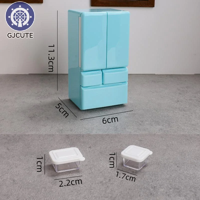 1 conjunto de comida em miniatura jogar cozinha cena bolso móveis modelo 1:12 playhouse brinquedos casa boneca dos desenhos animados mini geladeira