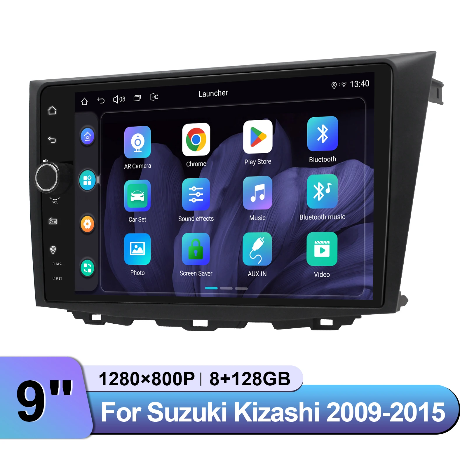 9 بوصة لا قطع راديو السيارة ستيريو لسوزوكي كيزاشي 2009-2015 مشغل وسائط متعددة التوافق المثالي والتركيب السريع #6